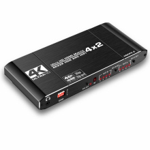 HDMI  4x2 Matrix  Switch Splitter 4K@60Hz HDMI Matrix with  dual Audio Extractor with IR Remote Control Spdif for HDR HDCP 2.2